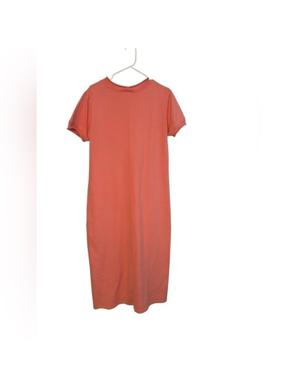 Hot Cotton By Marc Ware Orange Short Sleeve Long Rolled Neck Sweatshirt Dress M - Picture 2 of 7